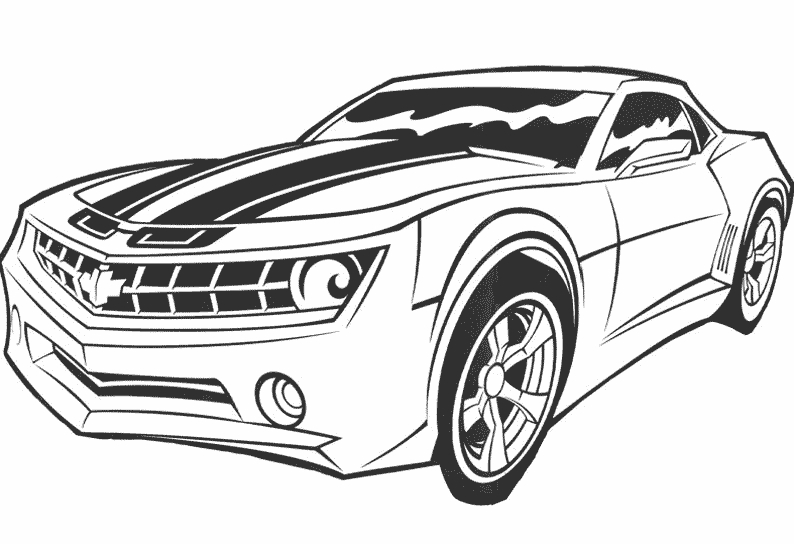 Coloriage d'une voiture de sport sur un fond simple