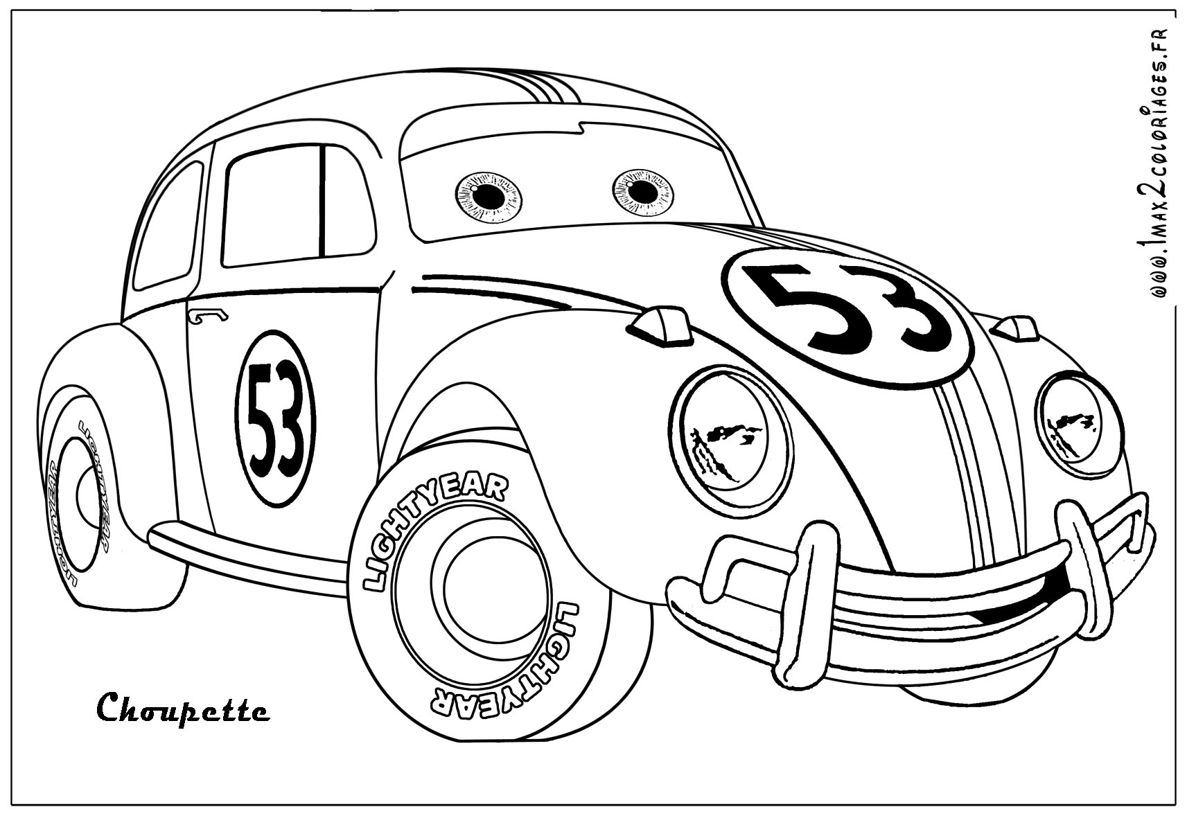 Coloriage d'une voiture de sport sur une route ensoleillée
