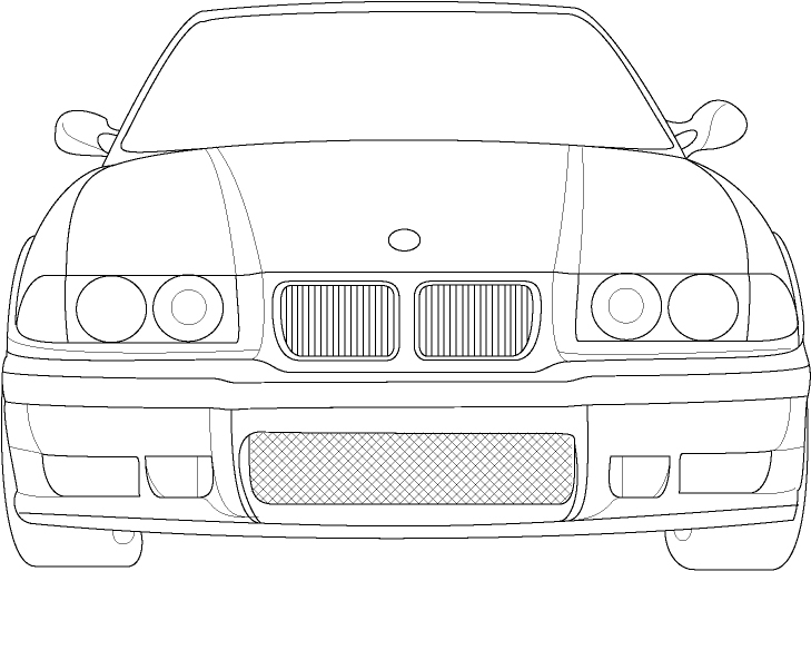 Coloriage d'une voiture de sport sur une route sinueuse