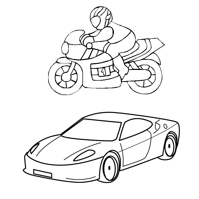 Coloriage d'une voiture automobile sur un fond simple Coloriage d'une voiture automobile sur un fond simple
