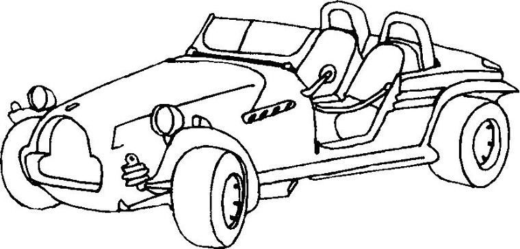Coloriage d'une voiture de course sur une route sinueuse