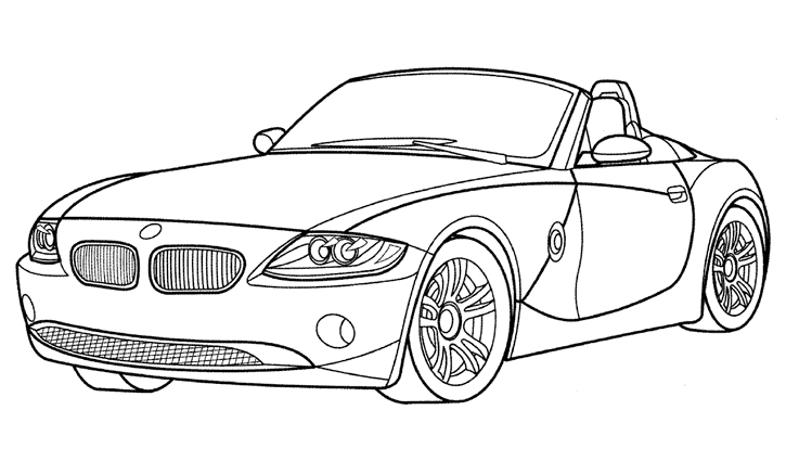 Coloriage d'une voiture de sport sur fond urbain