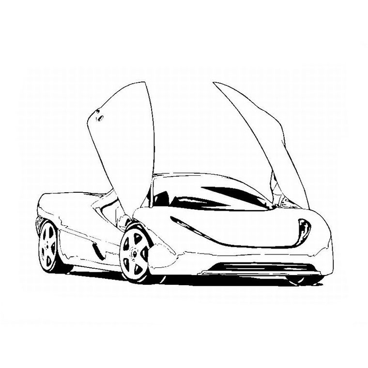 Coloriage d'une voiture automobile sur une route