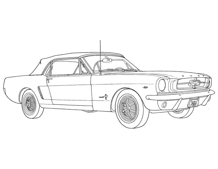 Coloriage d'une voiture de sport sur une route Coloriage d'une voiture de sport sur une route