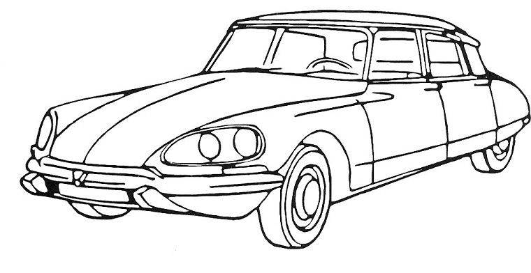 Coloriage d'une voiture de sport sur un fond urbain