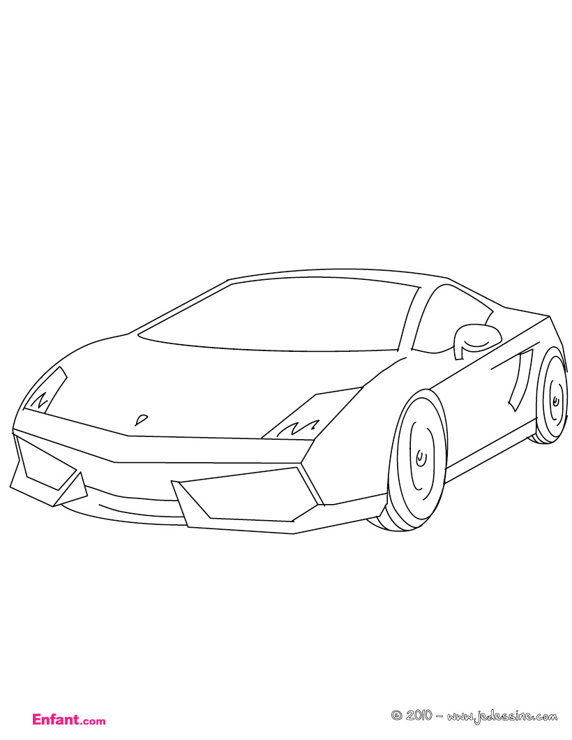 Coloriage d'une voiture de sport sur fond de paysage urbain