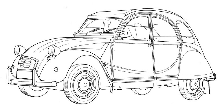 Coloriage d'une voiture de sport sur fond de route