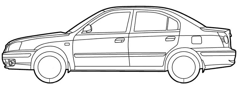 Coloriage d'une voiture automobile sur fond simple