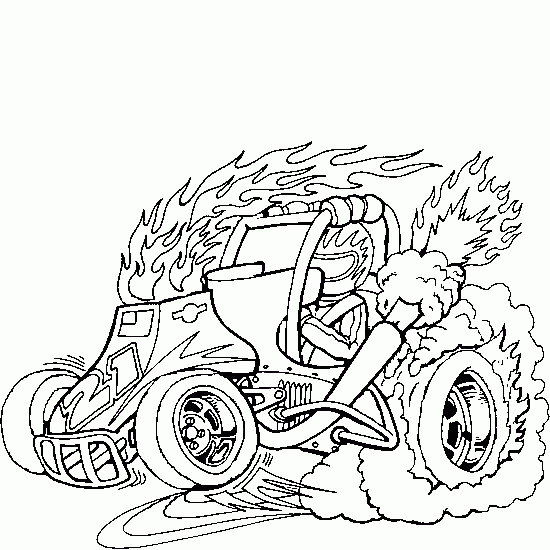 Coloriage d'une voiture de sport sur un chemin de campagne