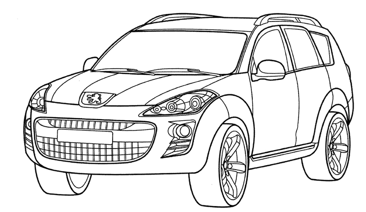 Coloriage d'une voiture classique sur fond de route