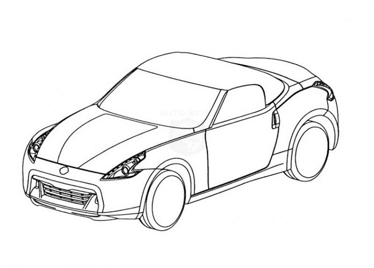 Coloriage d'une voiture de sport sur une route