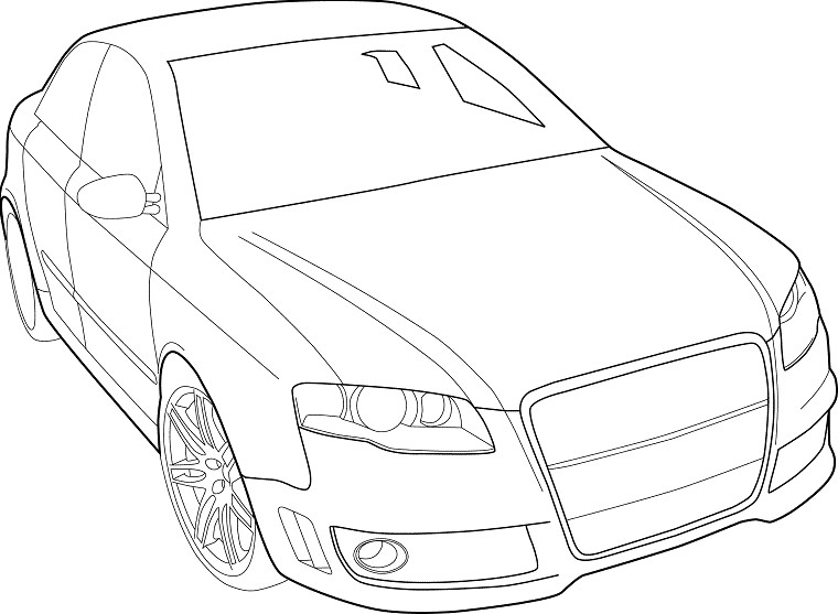 Coloriage d'une voiture de course sur une route sinueuse