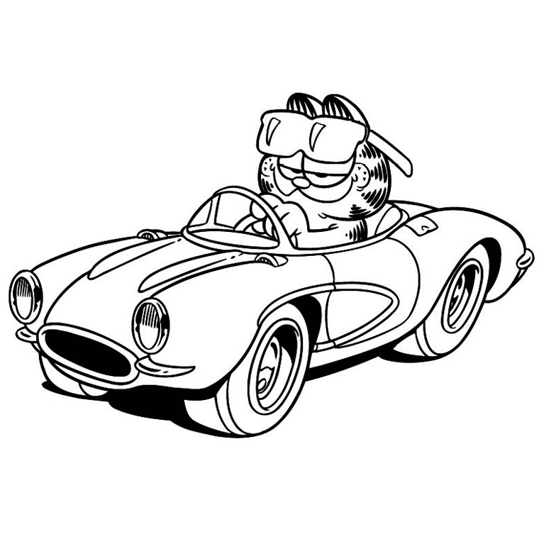 Coloriage d'une voiture sportive sur route avec paysage