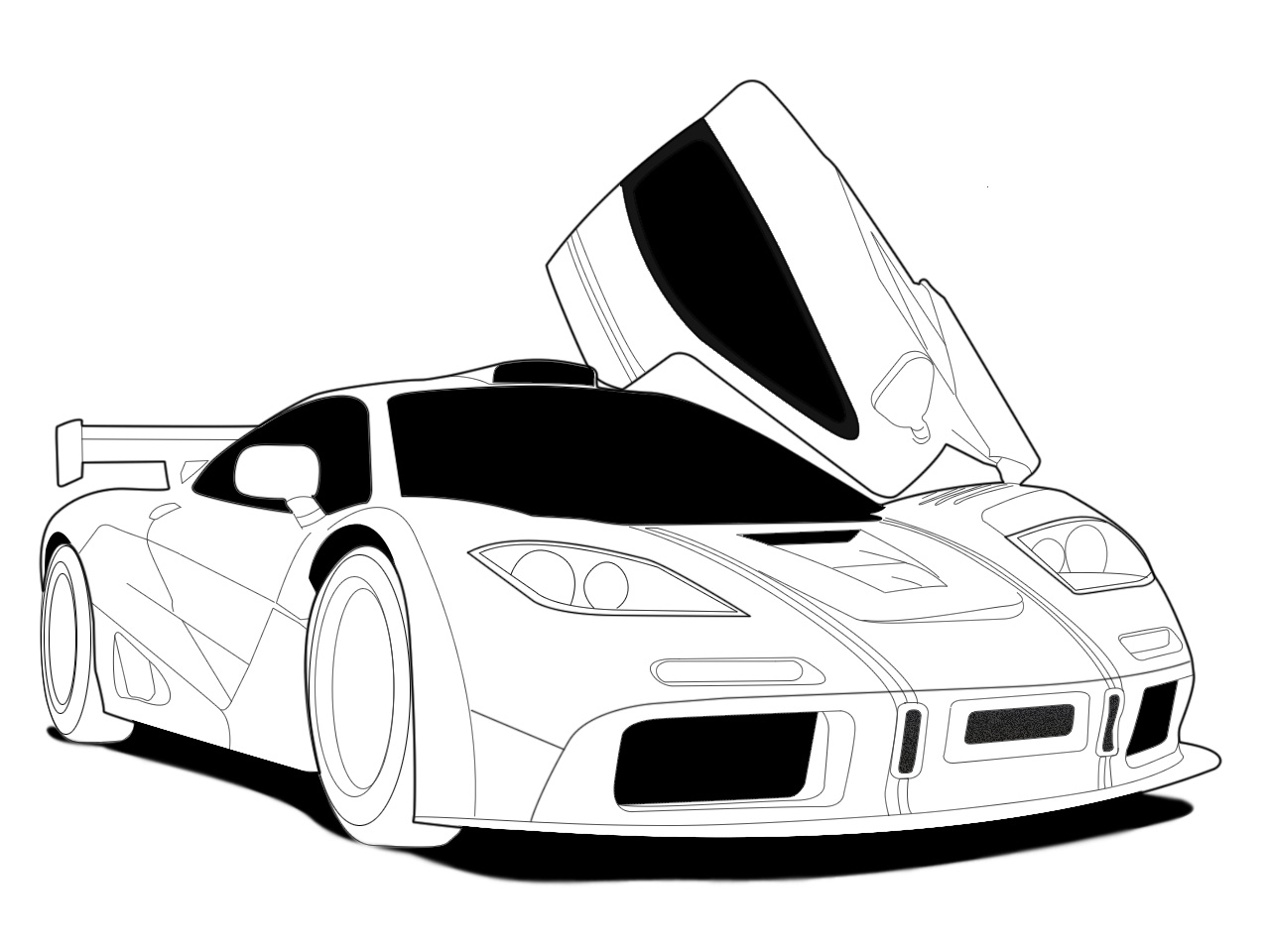 Coloriage d'une voiture de sport sur fond de paysage urbain