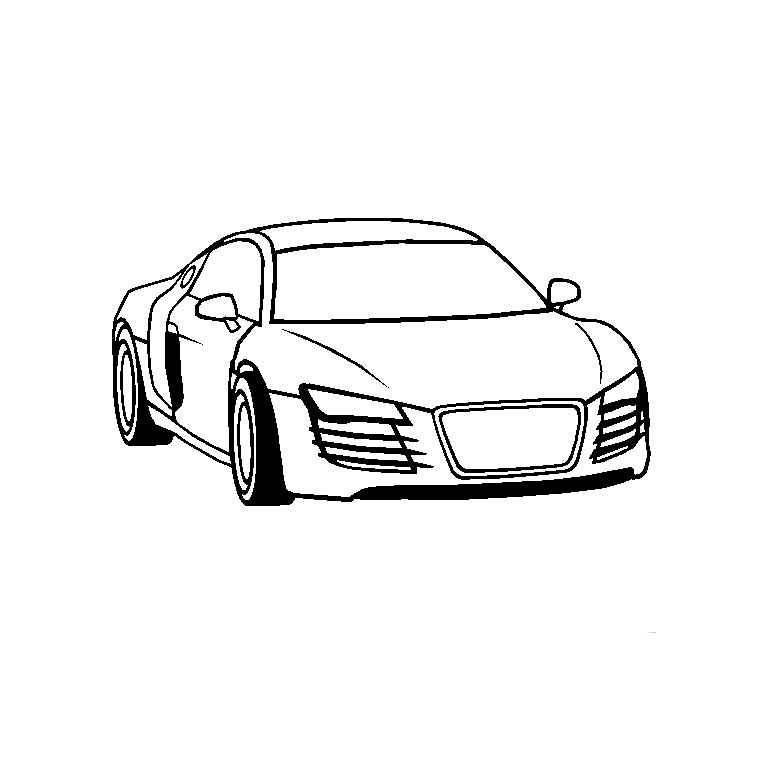 Coloriage d'une voiture automobile stylisée sur fond simple