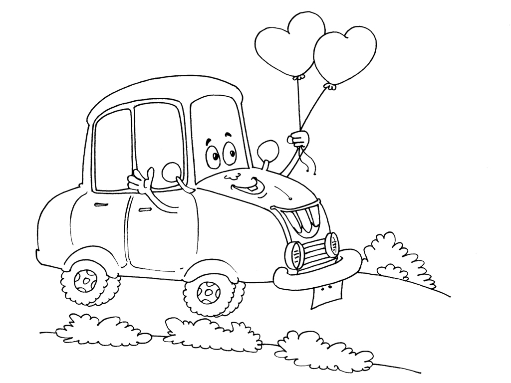 Coloriage d'une voiture de sport sur une route