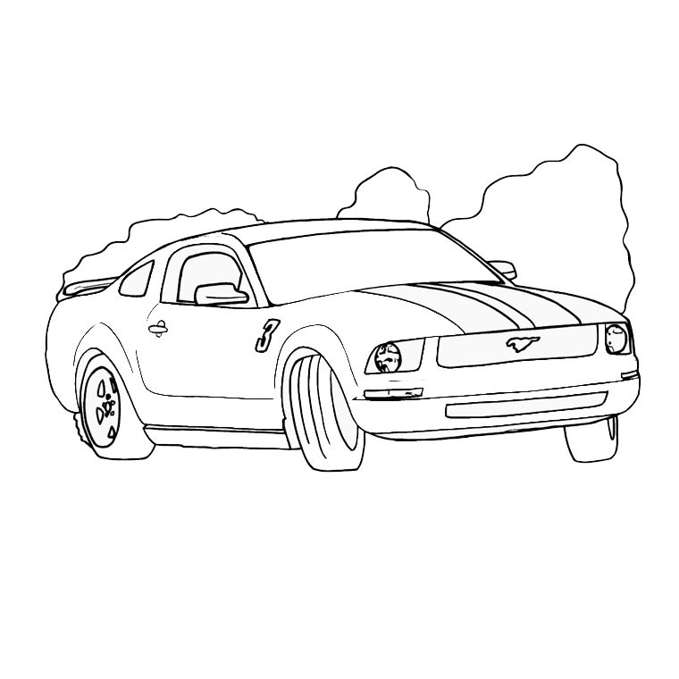 Voiture de sport animée sur fond de route sinueuse