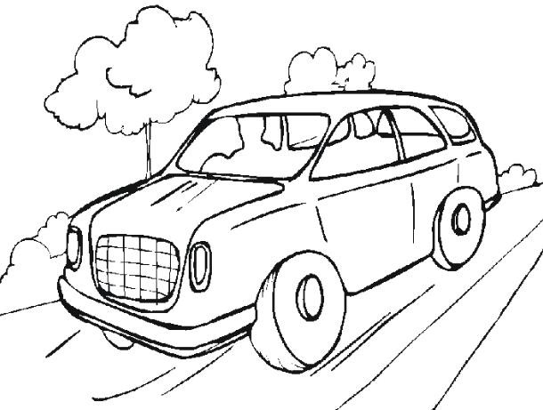 Coloriage d'une voiture sportive sur fond de route