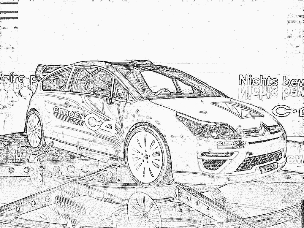 Coloriage d'une voiture de sport sur une route ensoleillée