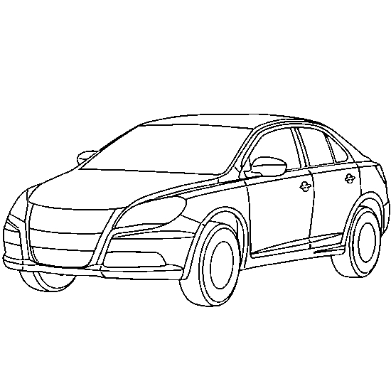 Coloriage d'une voiture de sport sur une route sinueuse