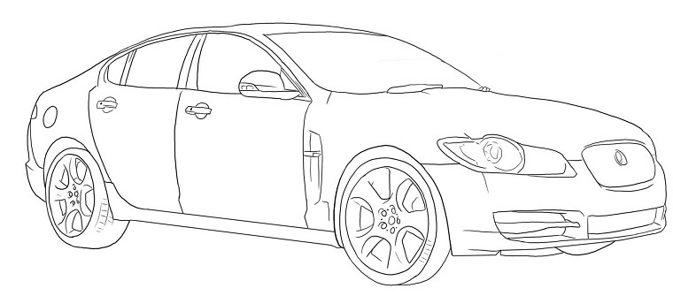 Coloriage d'une voiture automobile sur fond simple