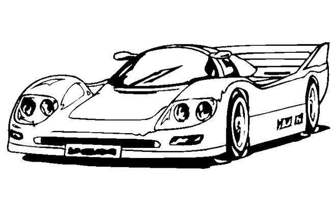 Coloriage d'une voiture de sport en pleine route Coloriage d'une voiture de sport en pleine route