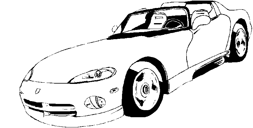 Coloriage d'une voiture de sport sur fond de paysage urbain