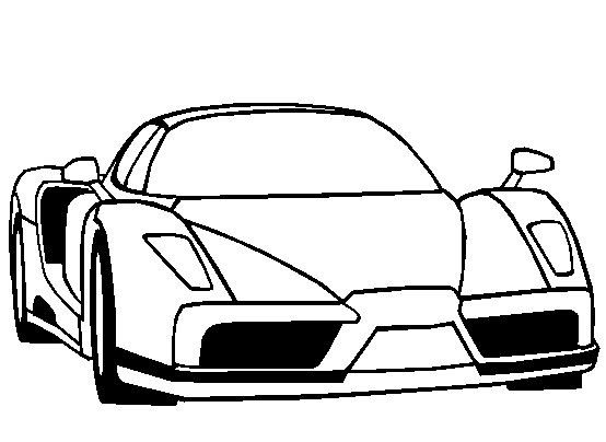 Coloriage d'une voiture de sport sur un chemin de campagne