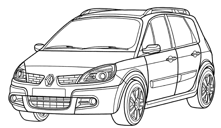 Coloriage d'une voiture de sport sur une route sinueuse