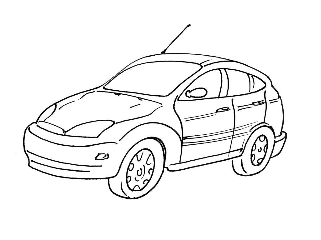 Coloriage d'une voiture élégante sur une route sinueuse