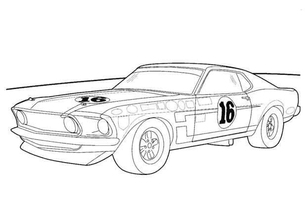Coloriage d'une voiture de sport élégante sur un fond simple