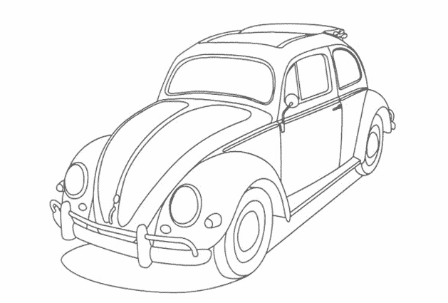 Coloriage d'une voiture de sport sur une route ensoleillée