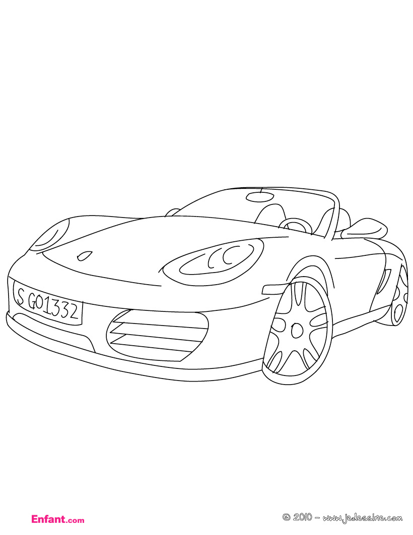 Coloriage d'une voiture de sport sur une route sinueuse