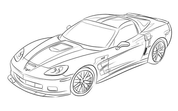 Coloriage d'une voiture de sport sur un fond de route