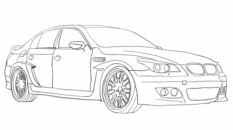 Coloriage d'une voiture de sport sur fond urbain