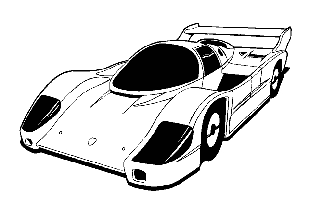 Coloriage d'une voiture de sport stylisée sur fond minimaliste