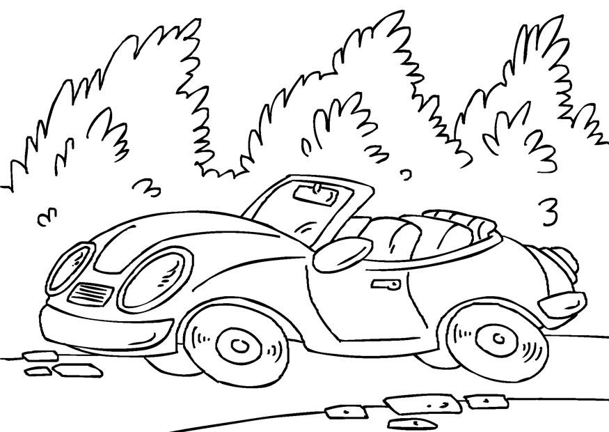 Coloriage d'une voiture de sport en pleine route