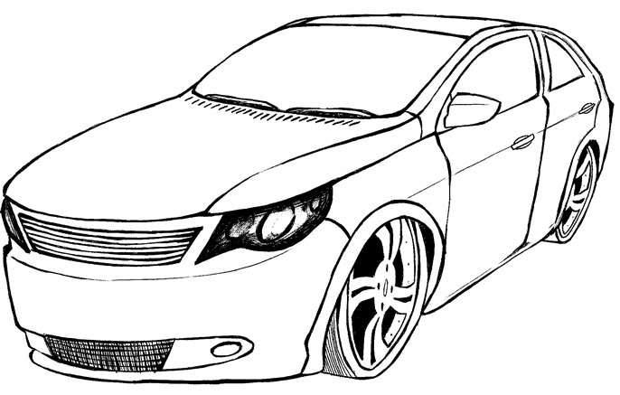 Coloriage d'une voiture de course sur une route sinueuse