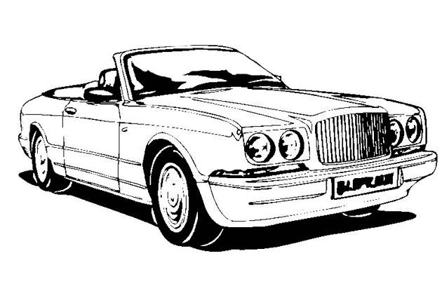 Coloriage d'une voiture automobile sur route avec paysage