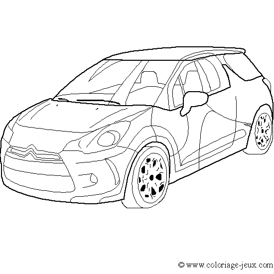 Coloriage d'une voiture de sport sur route ensoleillée