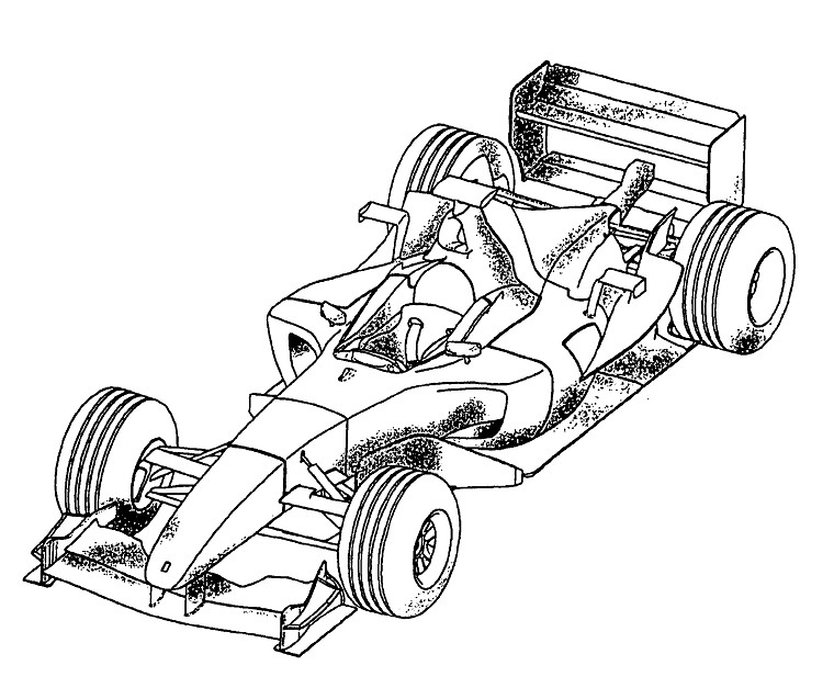 Coloriage d'une voiture de sport sur une route sinueuse