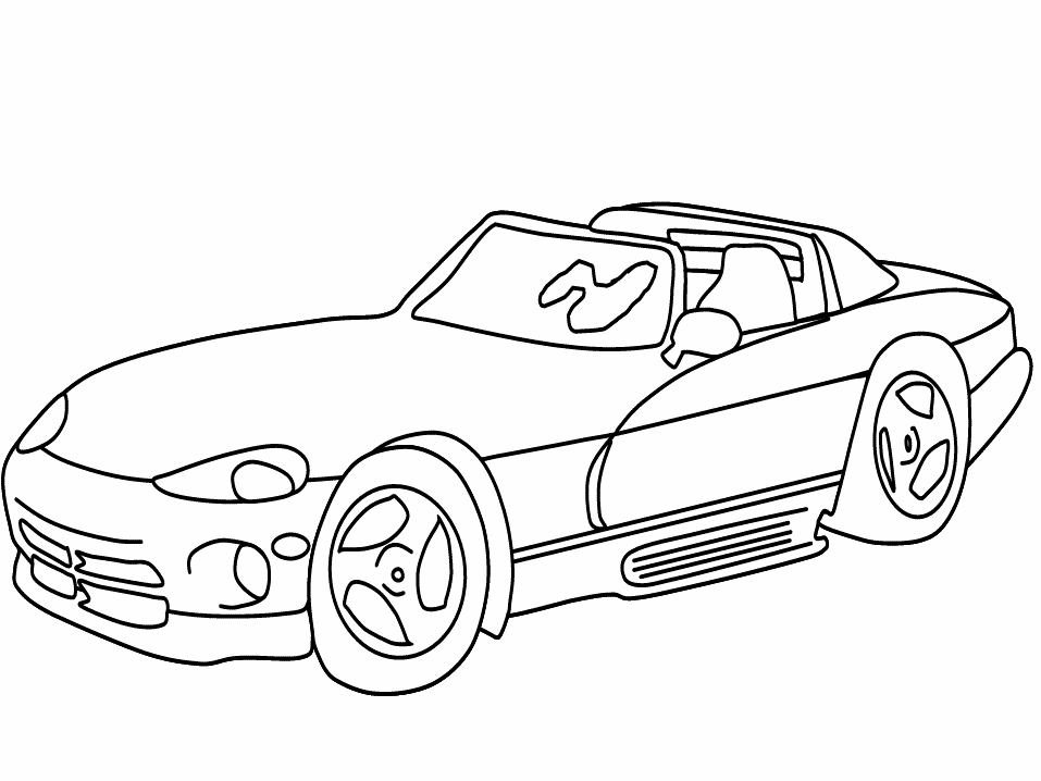 Coloriage d'une voiture de sport sur une route sinueuse