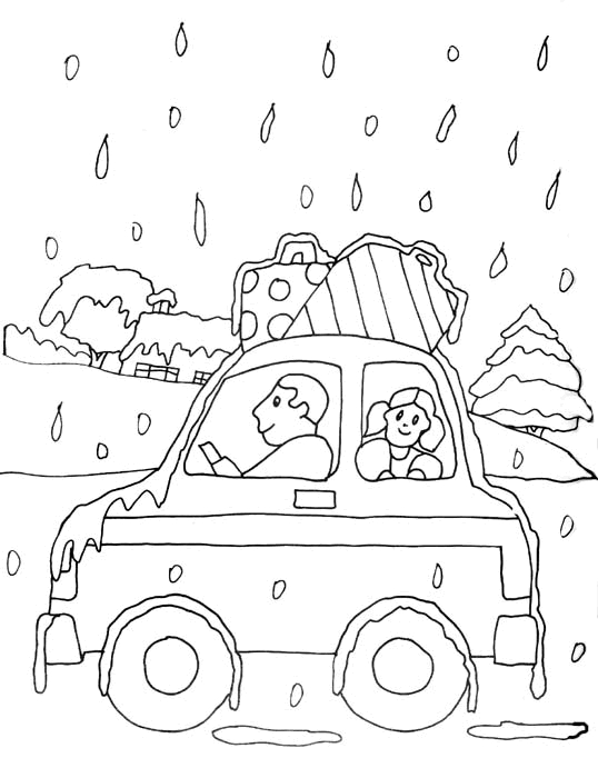 Coloriage d'une voiture de course sur une route sinueuse