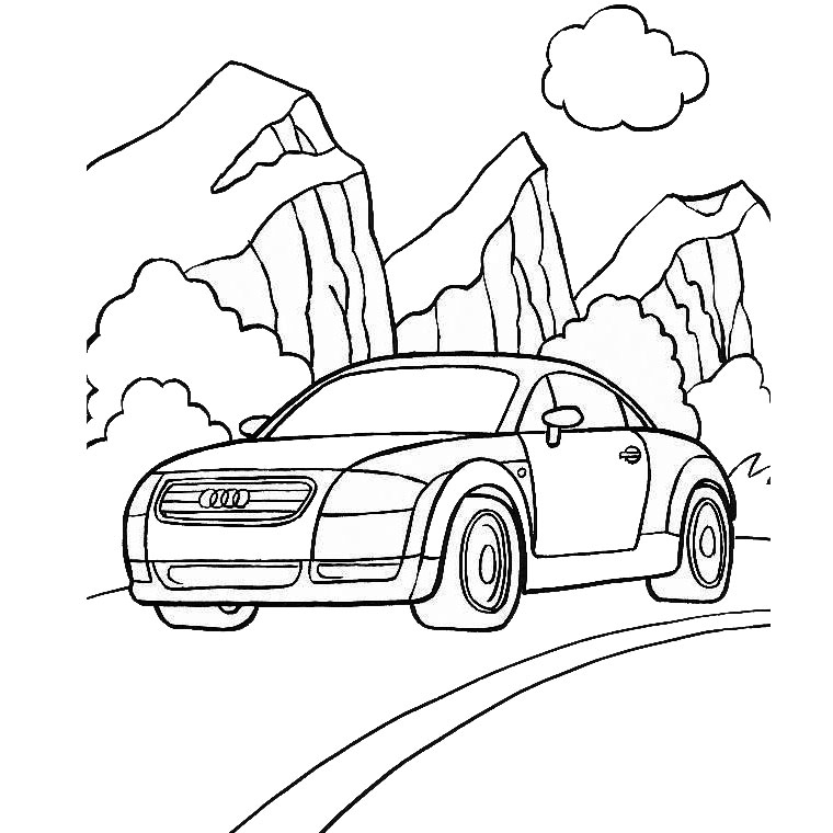 Voiture de sport sur un chemin sinueux entouré de nature
