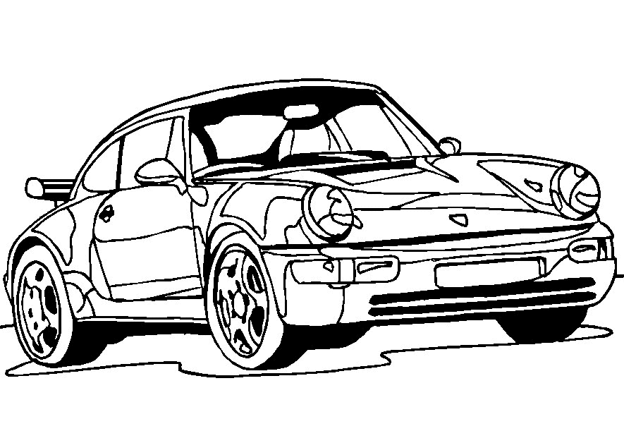 Coloriage d'une voiture automobile sur fond simple