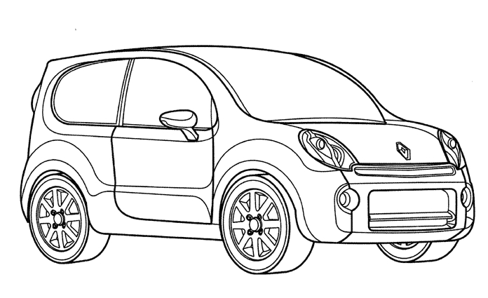 Coloriage d'une voiture de sport sur une route