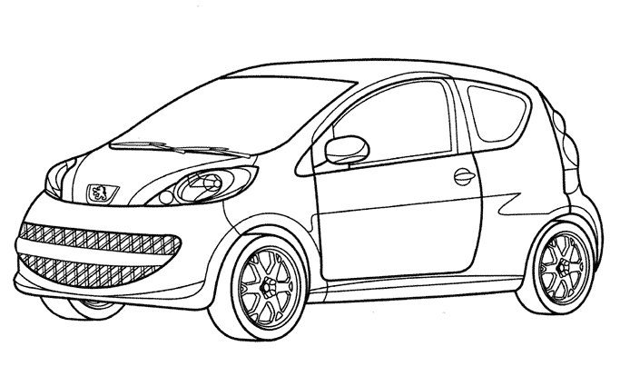 Coloriage d'une voiture de sport sur fond simple