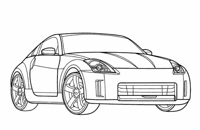 Coloriage d'une voiture de sport sur un fond de route