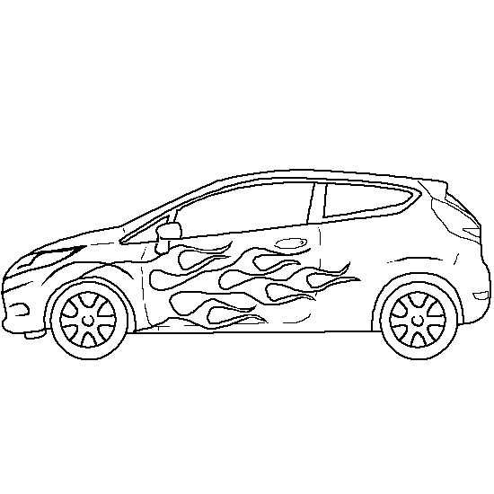 Coloriage d'une voiture de sport sur une route sinueuse