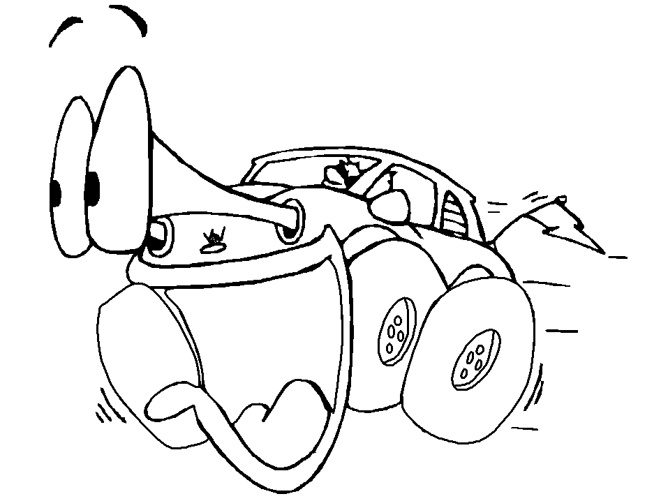 Coloriage d'une voiture de sport sur un chemin de campagne